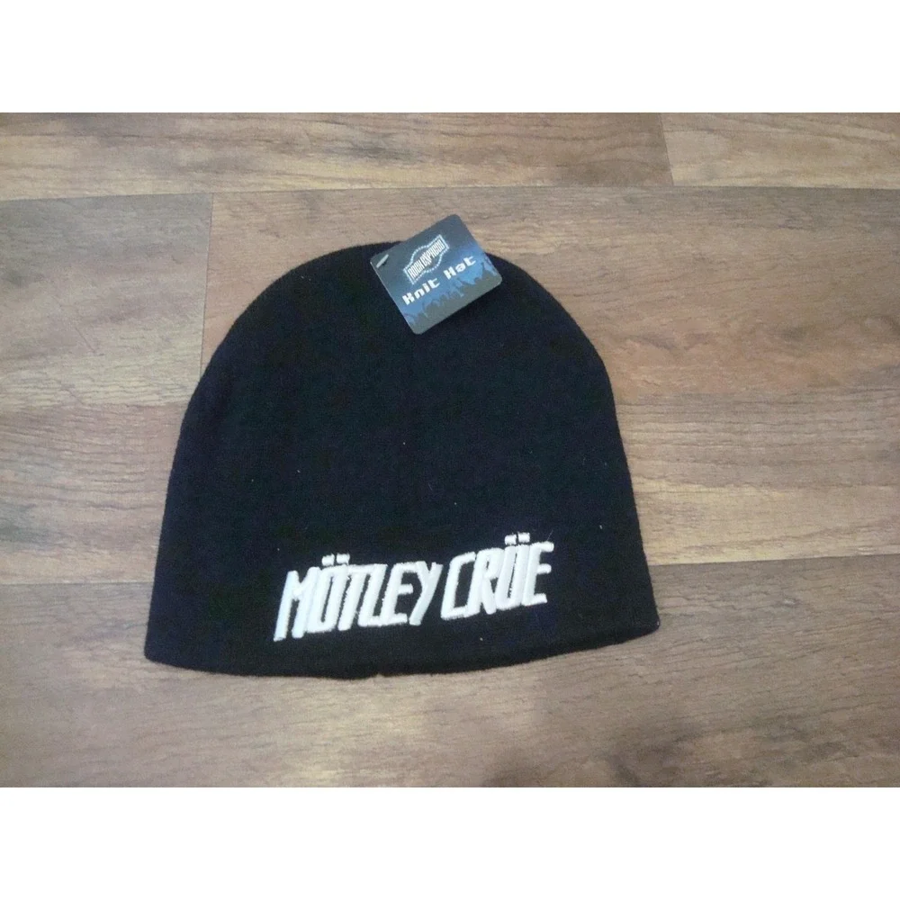 MOTLEY CRUE‎ SCRIPT 00S 00S Y2K KNIT TOBOGGANHAT CAP DEADSTOCK VINTAGE ST4